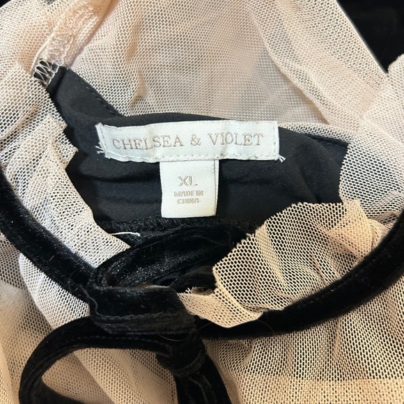 Chelsea Violet Size XL Dress Black Velvet Mesh Puff Babydoll Goth Sophie Maid - Picture 3 of 16